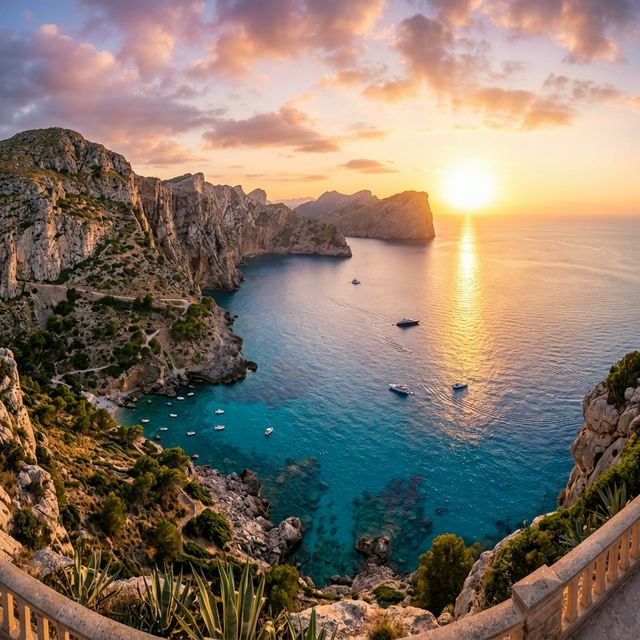 Panoramic coastline at sunset